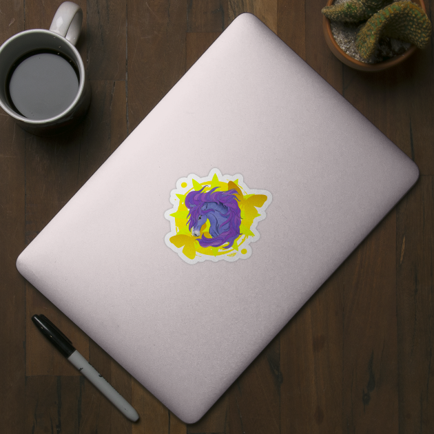 Purple Horse with Yellow Butterflies by FreeSpiritMeg